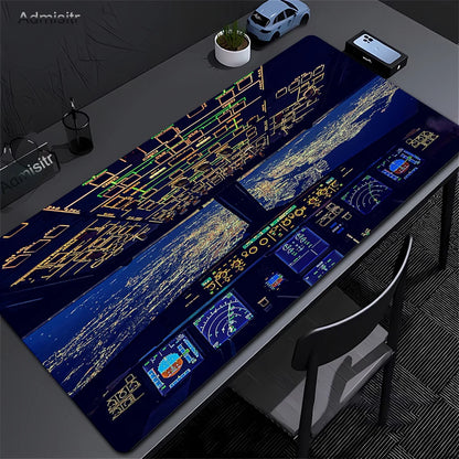 Airplane Dashboard Mouse Pad Large Rubber Base Anti-slip PC Desk Accessories Mousepad for Office & Gamer Keyboard Mats Decor Mat