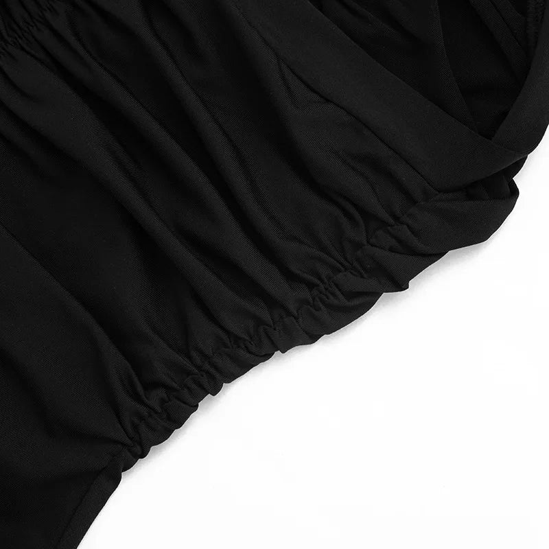 Talenza Women Summer Dress Fashion Sexy V-neck Pleated Backless New Dress Elegant Luxurious Party Vacation Women's Casual Dress