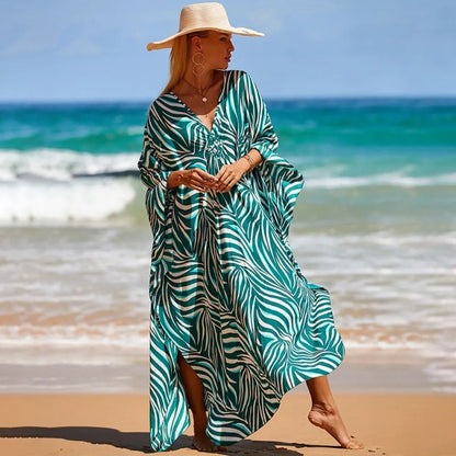 Fashion Boho Bikini Cover-ups Oversized Leopard Zebra Print Beach Cover Up Open Front Sunscreen Shawl For Women
