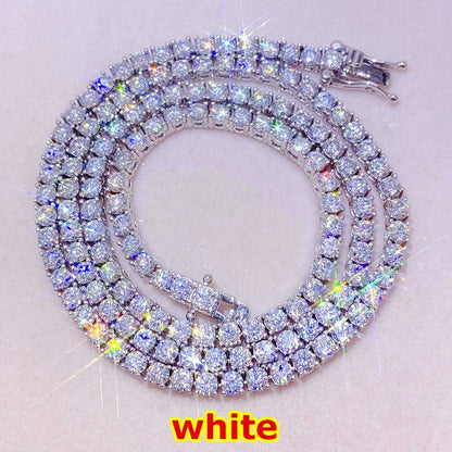 [Tennis Chain] Premium Unisex Moissanite Tennis Necklace for Men Original 925 Sterling Silver Hip Hop Tennis Bracelets for Women