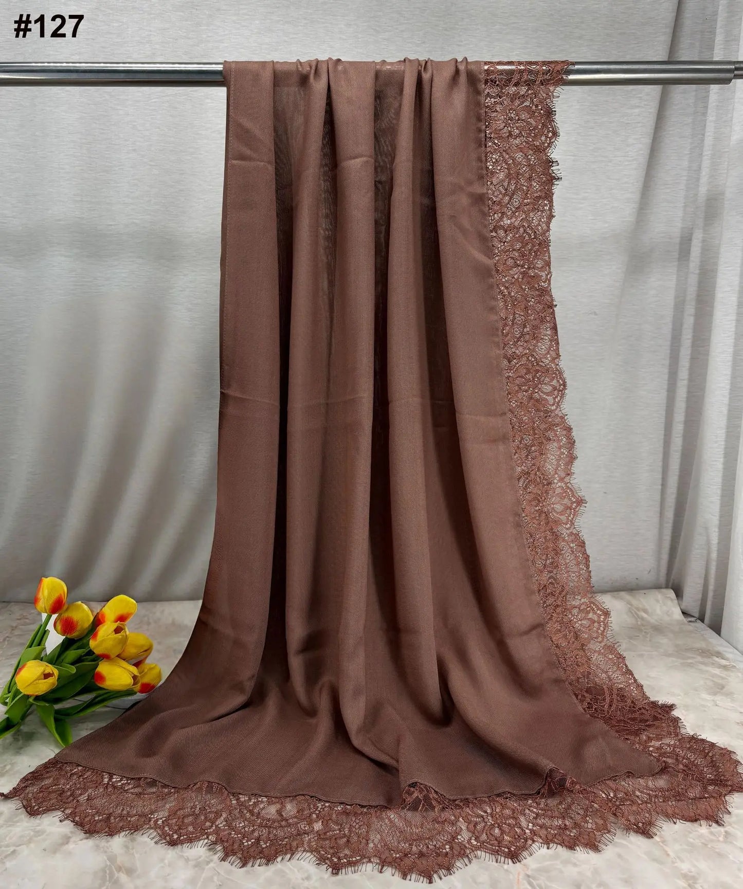 2026 New Rayon Cotton Modal Hijab Scarf Lace Splicing Turban Breathable Women Shawl Cotton Plain Scarf Headscarf Women Hijabs