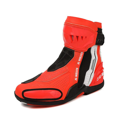 High  Motorbike BootsMen Racing Riding Shoes Breathable Anti Slip TPU Protective Motorcycle Boots Side Zipper Rubber Sole