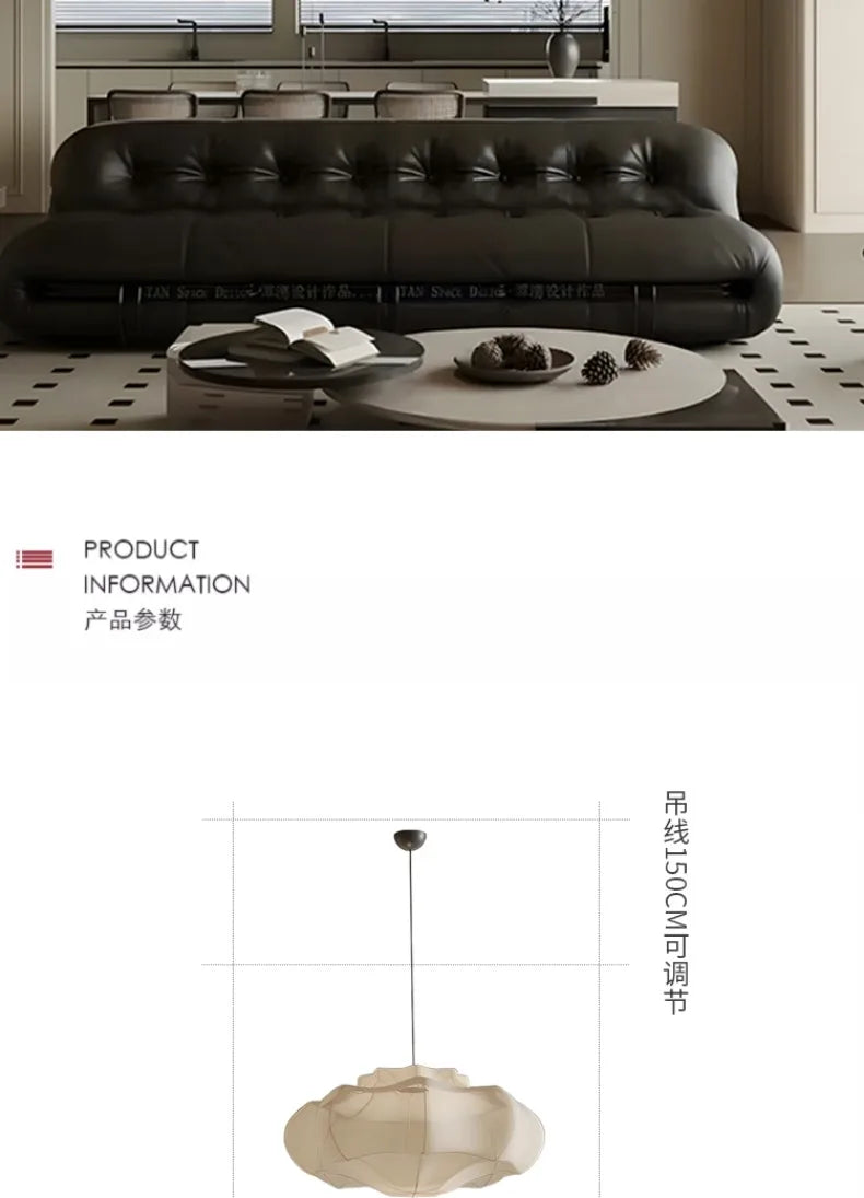 Japanese Wabi-sabi Fabric Art Decorative Pendant Lights LED E27 Silk Hanging Lamps Living/Tea Room Bedroom Restaurant Study Cafe