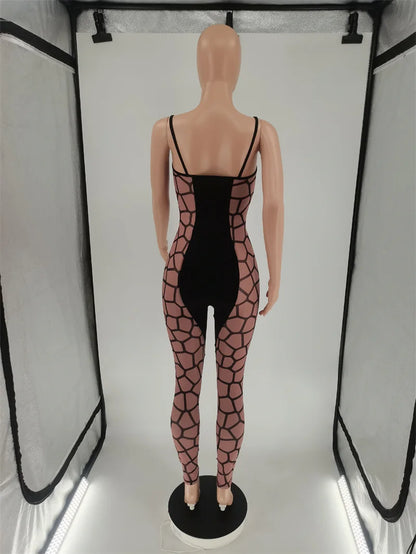 Sexy Spaghetti Strap Plaid Print Strapless Jumpsuit Women Club Party Night Bodycon Jumpsuits and Rompers One Pieces Club Outfits