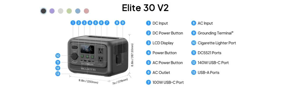 【Renew】BLUETTI Elite 30 V2 Portable Power Station 288Wh 600W Peak Large Capacity Solar Generator For Outdoor Camping Home Emerge