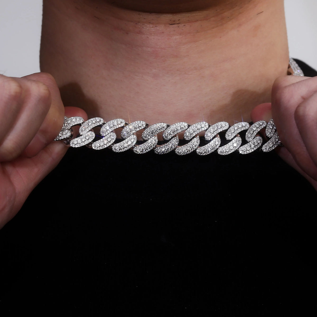 Moissanite Necklace For Men Iced Out Cuban Link Chain Hip Hop Jewelry For Party Nightclub Daily Wear Gift