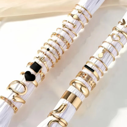 12/24/36/48/100Pieces Fashion Hollow Rings Set For Women Mix Style Trendy Butterfly Flowers Snake Daily Jewelry Party Gifts