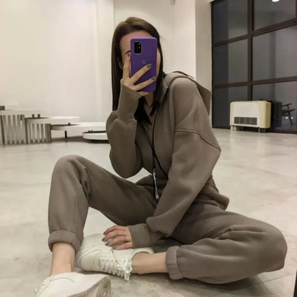 Fleece Sport Jumpsuit Women Playsuit Sportswear Female Long Sleeve Zipper Hoodies Jumpsuits Zipper Up Autumn Winter Overalls