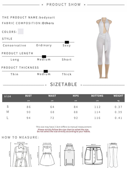 Sisterlinda Wild Knot Design Jumpsuit Woman Bandage Halter Deep V-Neck Backless Sleeveless Peach Hip Street Sexy Fashion Romper