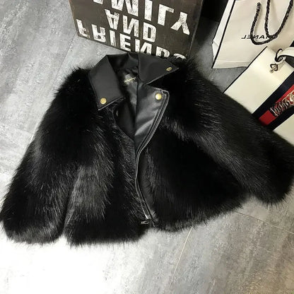 Girls Fur Coat Jacket Cotton Outwear Overcoat 2025 Stylish Warm Thicken Plus Velvet Winter Autumn Teenager Fuzzy Children's Clot