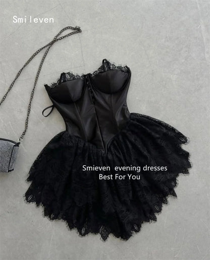 Smileven Luxury A Line Short Prom Dress Lace Elegant Gowns for Gala Party Spaghetti Strap Evening Dress Customized 2026
