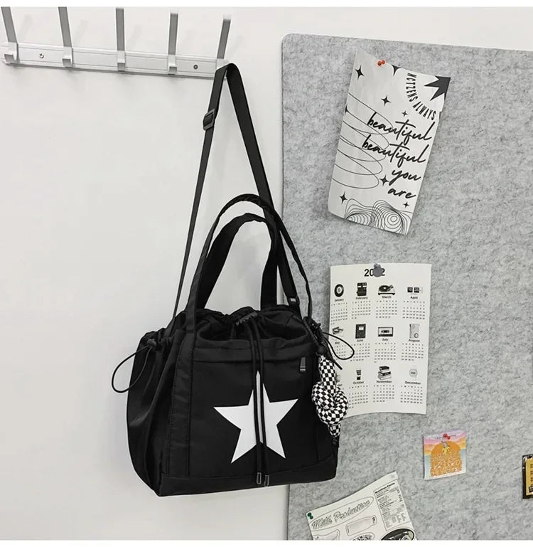 Women New Crossbody Bag Wholesale Large Capacity Couple Shoulder Bag New Casual Nylon Tote Bag Luxury Drawstring Handbag 2025