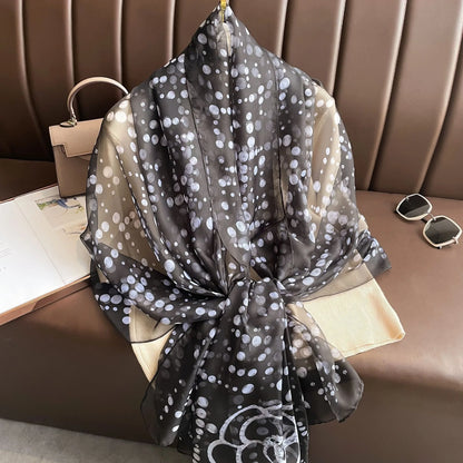130*180cm Fashion Spring Summer Women Floral Printing Beach Silk Scarf Shawls Female Long Wraps Beach Sunscreen Hijab Lady