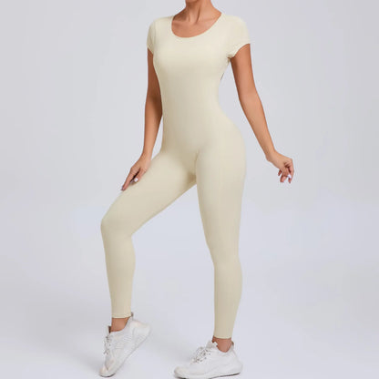 Sports Jumpsuit Woman Gym Sexy Long Jumpsuits One Pieces Fitness Overalls Yoga Sportswear Black Body Women Clothes Short Sleeve