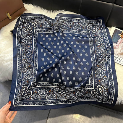 2025 New Paisley Print Silk Scarf for Women Square Hijab Soft Neck Tie Female Fashion Decoration Silk Headscarf 70*70cm Kerchief