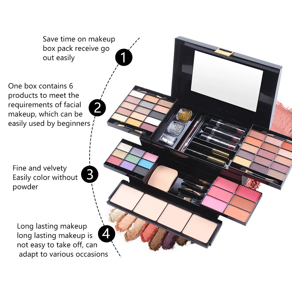 Professional Makeup Set Box Matte Glitter Eyeshadow Foundation Powder Kit Blush Women Multi-functional Palette Cosmetic Case