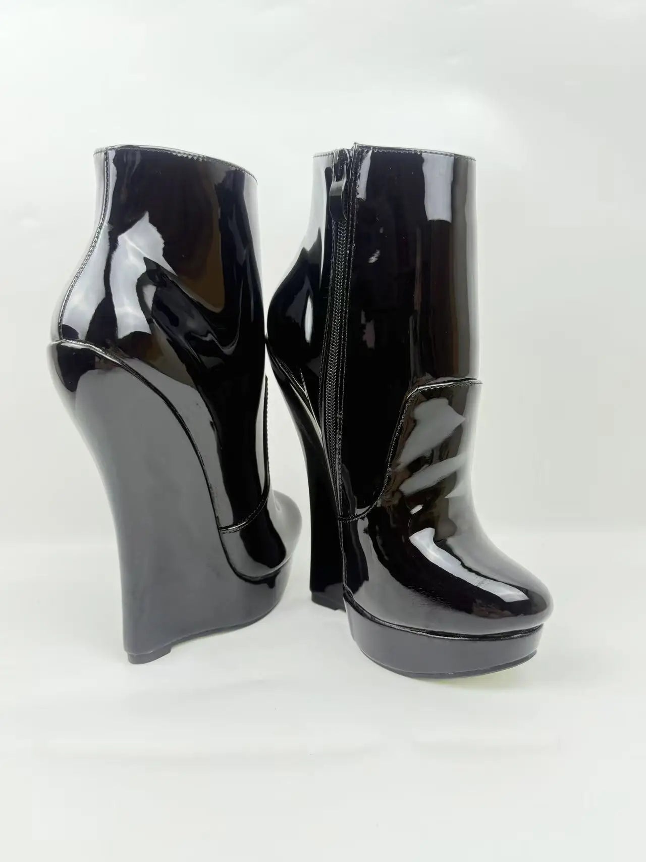 18CM Ultra High Heel Wedges Ballet Boots Pointed Toe Sexy Ankle Women Boots Plus Size 36-46 Black Size Zip Unisex Cosplay Shoes