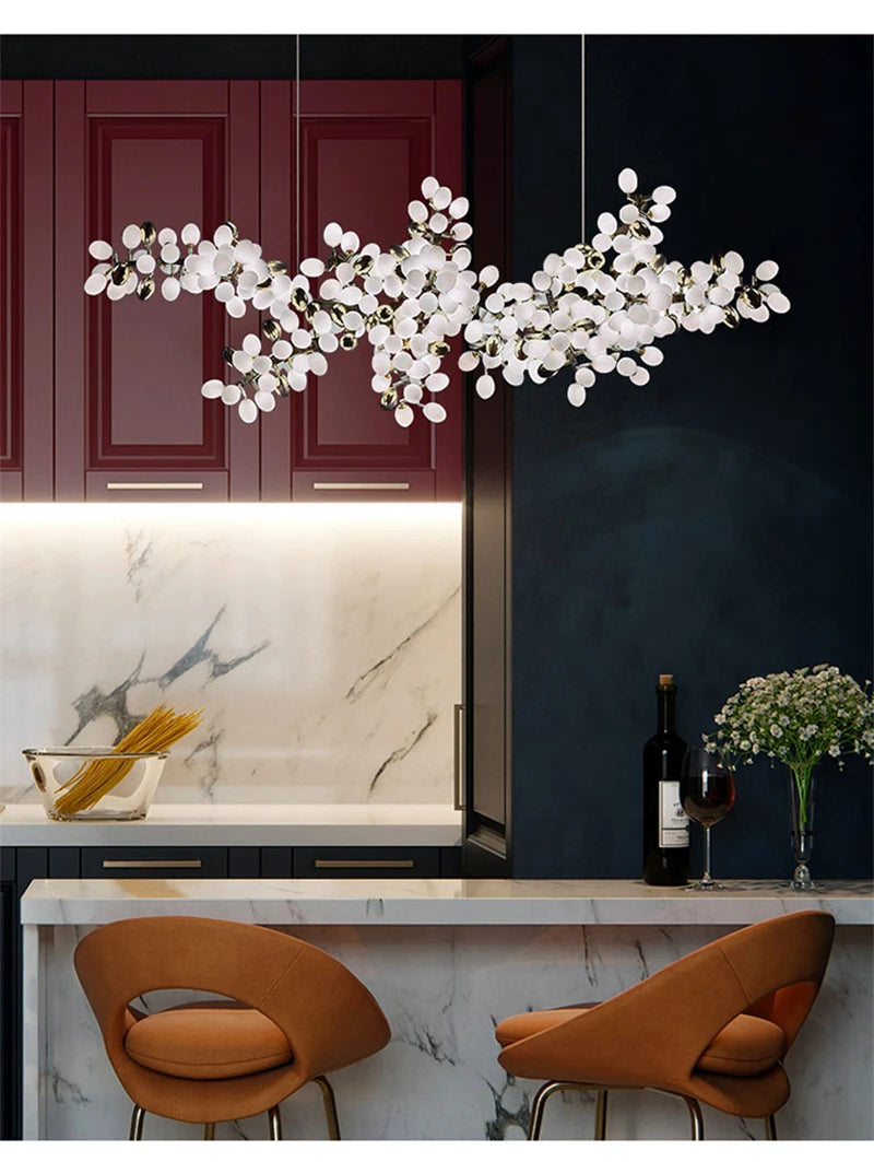 Nordic Luxury Grapes Bunch Hanging Chandelier Lamp for Dining Room Living Room Loft Villa Hotel Hall Decor Pendant Lights