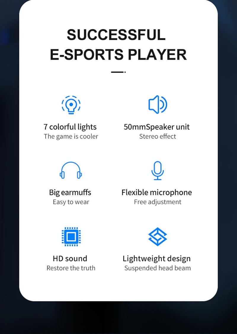 G60 Gaming Headset 7.1 Stereo SVirtual Surround Bass Earphone Headphone with Mic LED Light for Computer PC Gamer Foldable G58