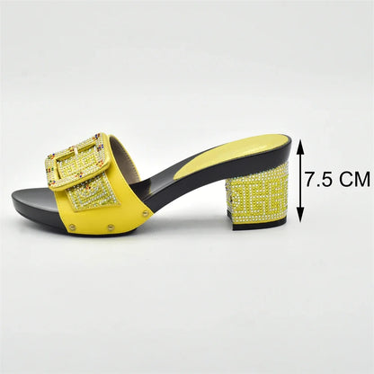 Latest African Shoes and Matching Bags Italian Nigerian Women Wedding Shoes and Bag Set with Rhinestone Luxury Designer Pumps