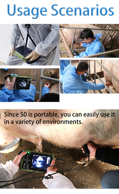 Portable Veterinary Ultrasound Scanner, Vet Pregnancy Ultra Machine with 3.5MHz Convex Probe for Pig Sheep Goat Dogs Animals