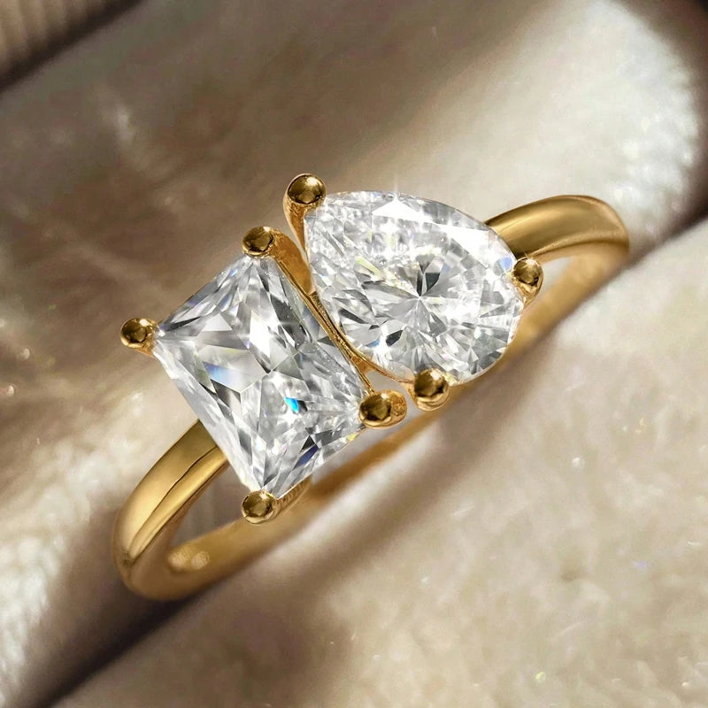 925 Sterling Silver Simplicity Classic Zircon Water Drop Ring For Women Engagement Wedding Luxury High Quality Fine Jewelry