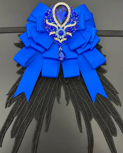 Luxury Rhinestone Mesh Wing Bow Brooch  Elegant Banquets Dress and Wedding Shirts Lapel Flower Bow Tie  Unisex Gift Accessory