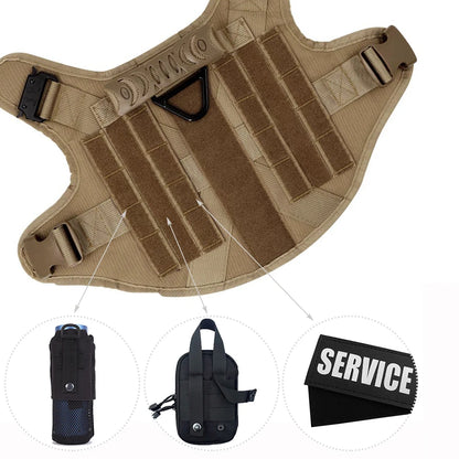 Tactical Dog Harness Collar Leash Molle Pouches For Medium Large Dogs Pet German Shepherd Training Walking Vest Dog Harnesses
