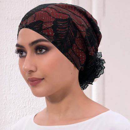 Embroidery Turban Cap for Women Summer Breathable Head Wraps Bonnet Muslim Under Scarf Hat Cancer Chemo Hats Turbante mujer