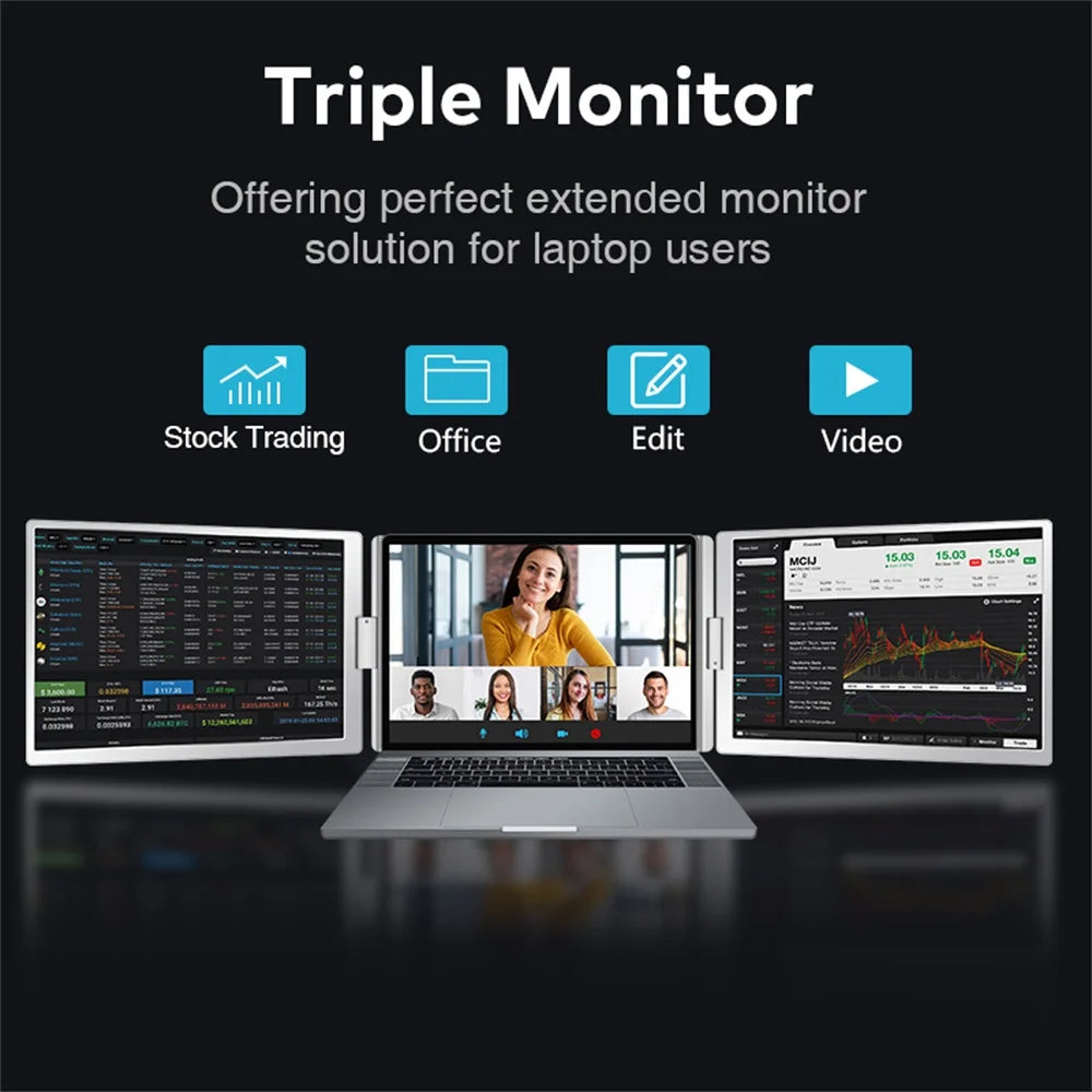 Dual Screen Display Extended Portable Monitor FHD Notebook Sub Screen Triple Screen Extender Compatible with All PC Rospider