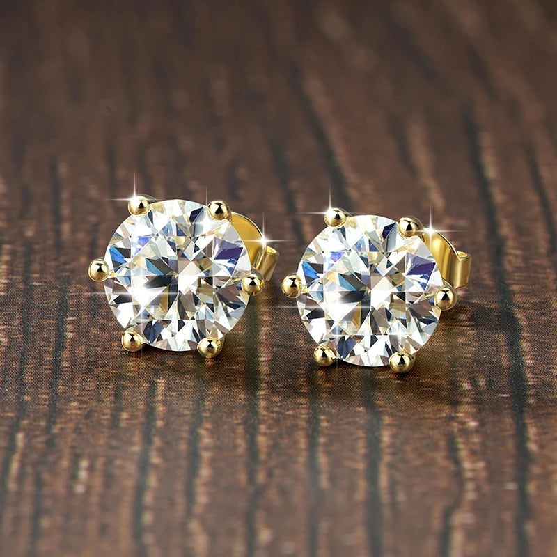Lnngy 0.5ct-3ct D-Color Moissanite Stud Earring 14k Gold Filled Lab Created Imitation Diamond Earrings For Women Gilrs Jewelry