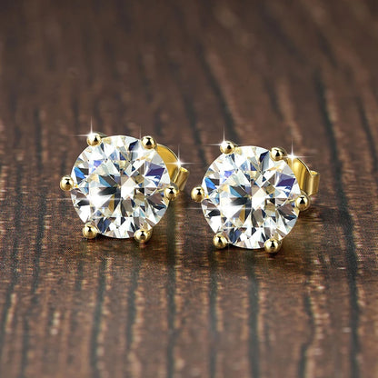 Lnngy 0.5ct-3ct D-Color Moissanite Stud Earring 14k Gold Filled Lab Created Imitation Diamond Earrings For Women Gilrs Jewelry