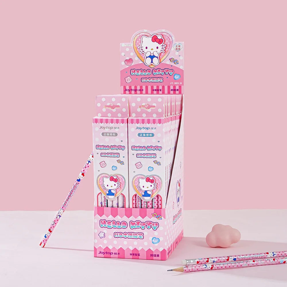 12Pcs Genuine Sanrio Hello Kitty HB Pencil Cartoon Kt Cat Student Drawing Pencils School Stationery Rewards Friend Birthday Gift
