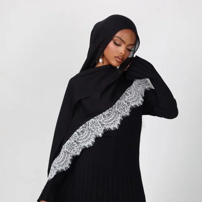 Ramadan Rayon Cotton Modal Hijab Scarf Lace L Edge Splicing Turban Breathable Shawl Cotton Plain Scarf Headscarf Women Hijabs