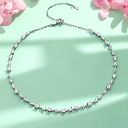 Certified Moissanite Tennis Necklace for Women Marquise/Oval/Pear Cut Lab Diamond S925 Silver Chokers Necklaces Wedding Jewelry