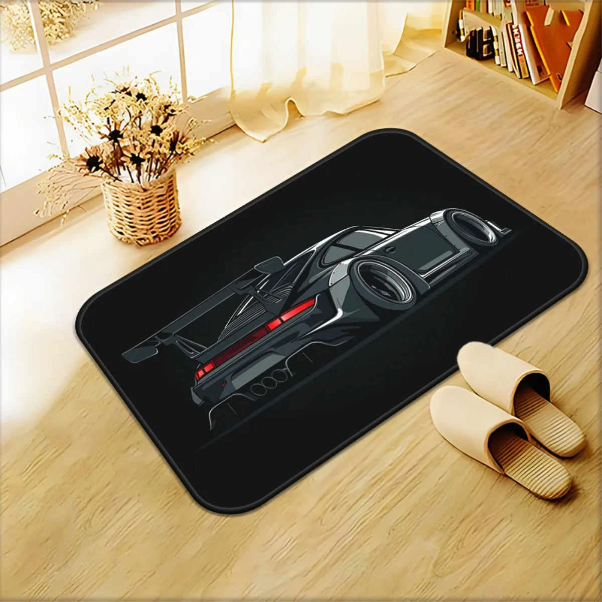 Sports Car Doormat Floor Mat for Entrance Hallway Garage Automotive Decor Gift for Car Lovers Racing Supercar JDM Style Home Rug