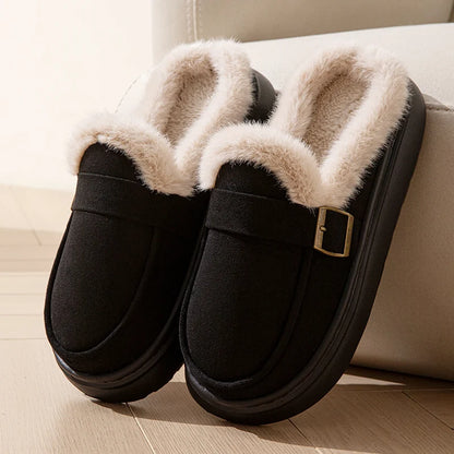 Casual Women's Home Slippers Winter Plush Luxury Designer Woman Shoes Indoor Fluffy Platform Fuzzy Fur Slides Elegant Flats Warm