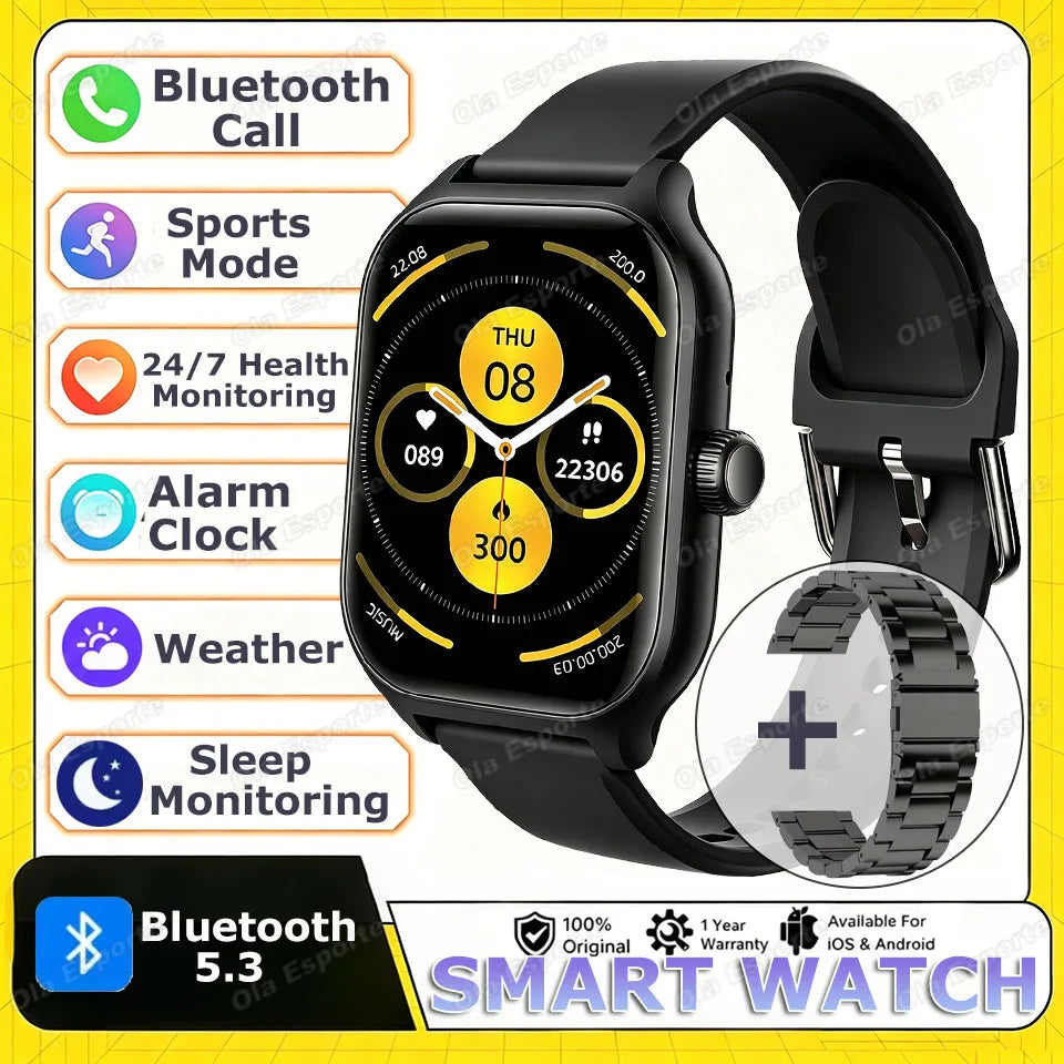 2026 New Men's Smart Watch Women's Gift Heart Rate Blood Oxygen ECG Sports Fitness Watch Electronics Bluetooth Call Smartwatch