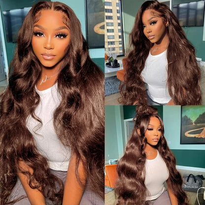 Silkwave Body Wave Chocolate Brown Lace Front Wig Brazilian 30 Inch 13x6 HD Lace Frontal Wigs For Women Colored Human Hair Wig