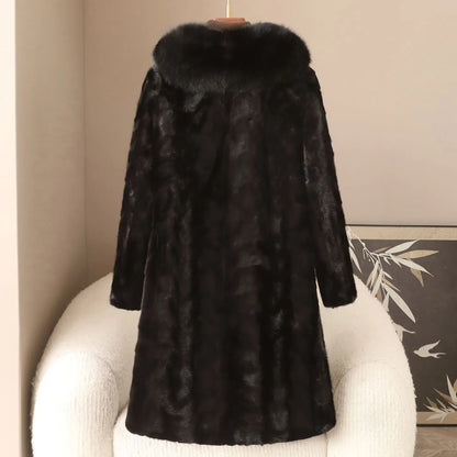 2026 Hot Selling Winter New Style Real Fox Fur Collar High-end Mink Coat Women's Long Real Mink Fur Coat