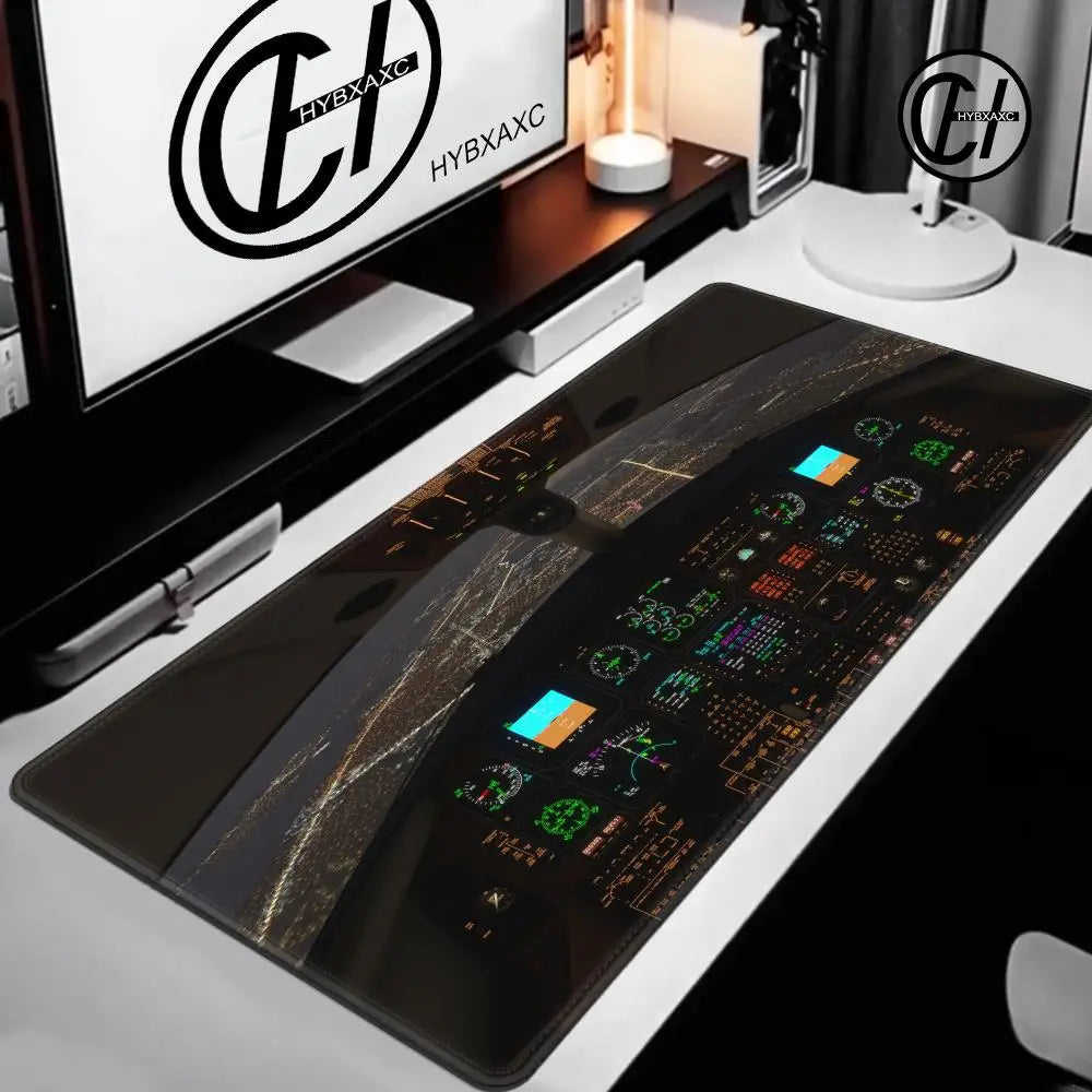 Plane Instrument Panel Mousepad HD Airplane Speedometer Mouse Pads XXL Non-slip Rubber Desk Mat Pc Gamer Deskmat Cockpit Playmat
