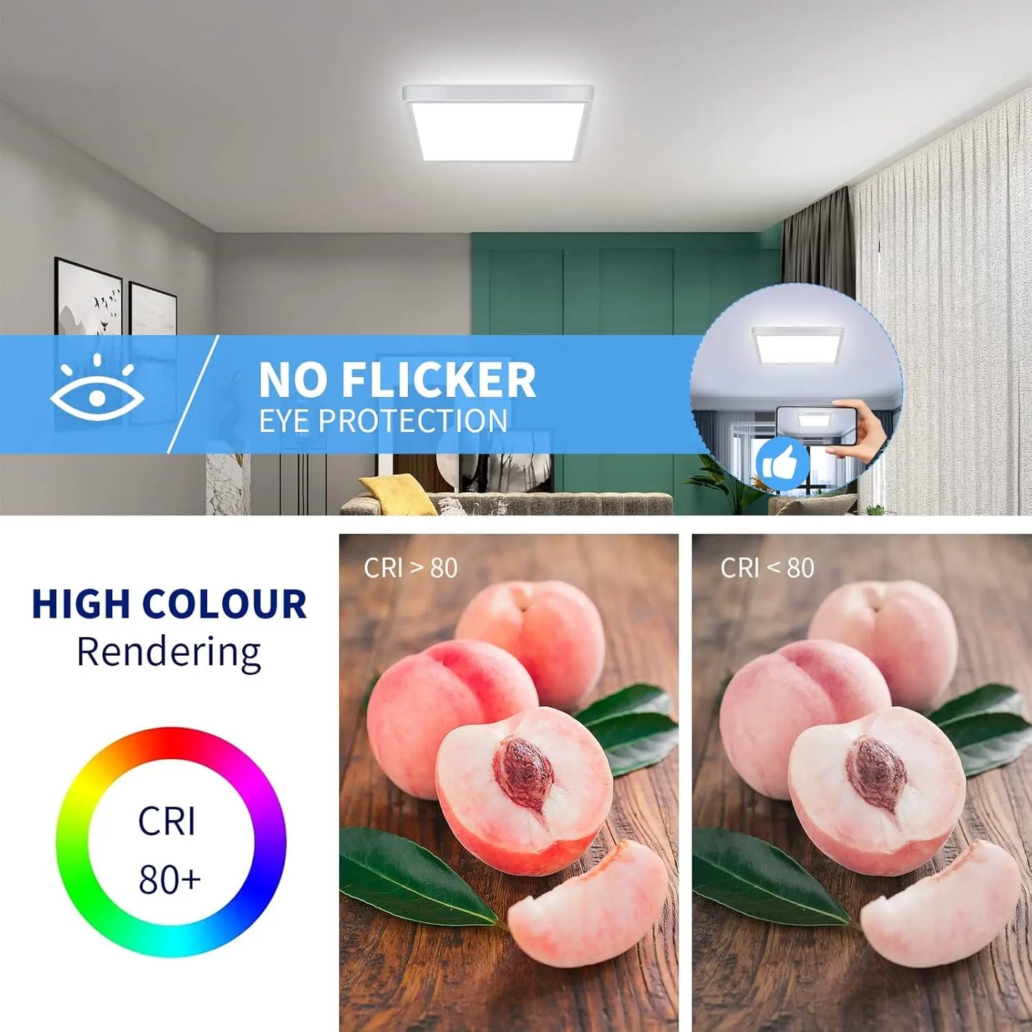Tuya Smart LED Ceiling Lamp Wood Grain App Voice Control Alexa/Google Remote Control Square Ceiling Lights Living Room