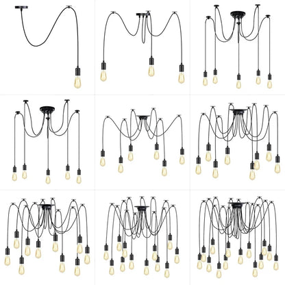 DIY Spider Lights Vintage Chandelier Edison Industrial Hanging Lamp Ceiling Multiple Pendant Light Kitchen Farmhouse Living Room