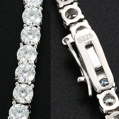 [Tennis Chain] Premium Unisex Moissanite Tennis Necklace for Men Original 925 Sterling Silver Hip Hop Tennis Bracelets for Women