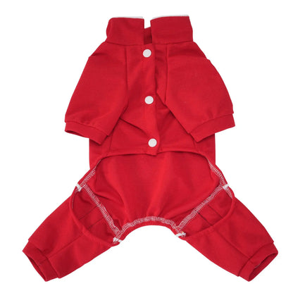 Breathable Cotton Dog Jumpsuit, Striped Puppy Tracksuit with D-Ring, Soft Pet Pajamas for Small Dogs 2026 New Chihuahua Apparel