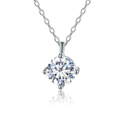Luxury Certified Moissanite Diamond Classic Round Pendant Necklace for Women 925 Sterling Silver Chain Wedding Jewelry