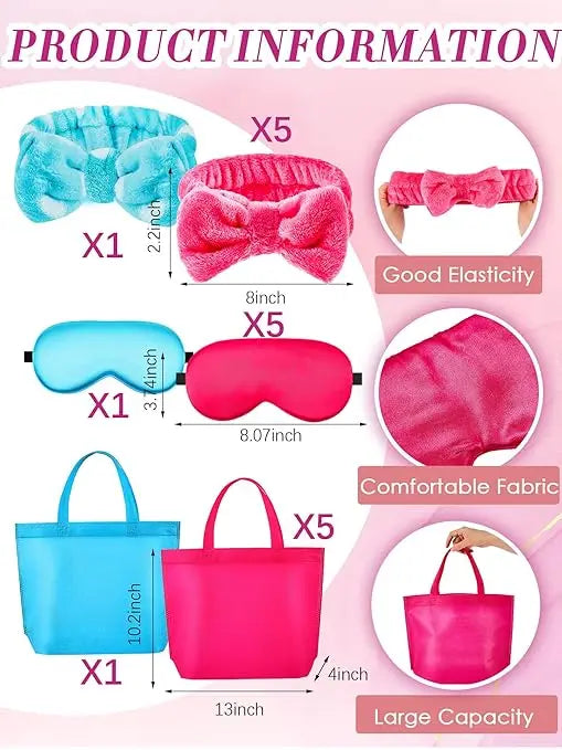 40 Pcs Girls Spa Party Supplies 10 Birthday Squad Princess Robe 10 Tote Bags 10 Headbands 10 Spa Masks for Birthday