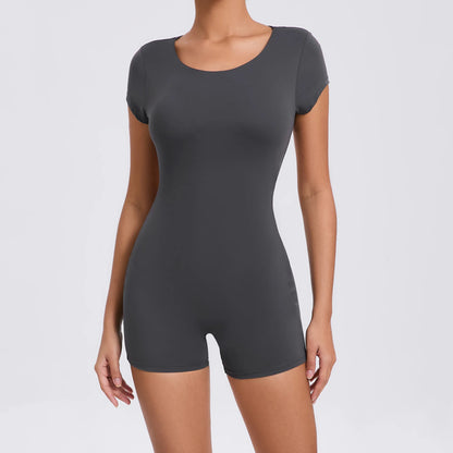 2025 Yoga Jumpsuit Fitness Sports Overalls Gym Clothing Set Wear Pilates Workout Clothes Women Short Sleeves Outfit Activewear