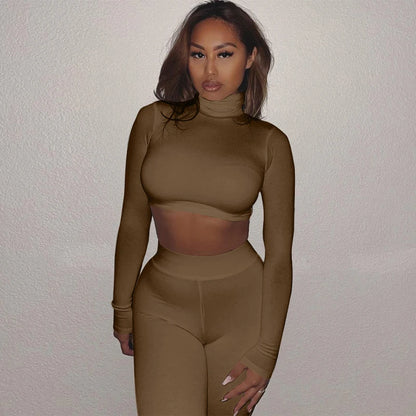 Hugcitar Fall Long Sleeve Solid Turtleneck Sexy Skinny Bodycon Jumpsuit Women Fashion Streetwear Sport Casual Romper Overalls