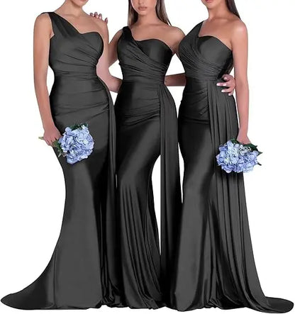 One Shoulder Mermaid Bridesmaid Dresses Corset Back Formal Evening Party Gowns 2026 Prom Graduation Dress Customized